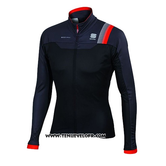2016 Maillot Ciclismo Sportful Rouge et Noir Manches Longues et Cuissard