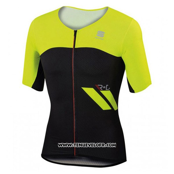 2017 Maillot Ciclismo Sportful Jaune et Noir Manches Courtes et Cuissard