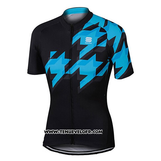 2017 Maillot Ciclismo Sportful Noir et Bleu Manches Courtes et Cuissard