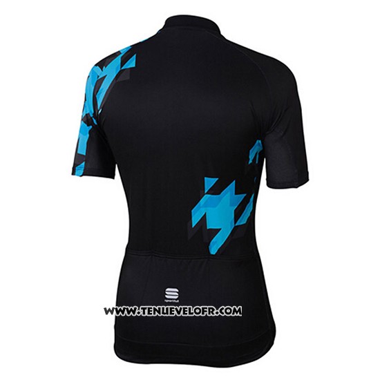 2017 Maillot Ciclismo Sportful Noir et Bleu Manches Courtes et Cuissard
