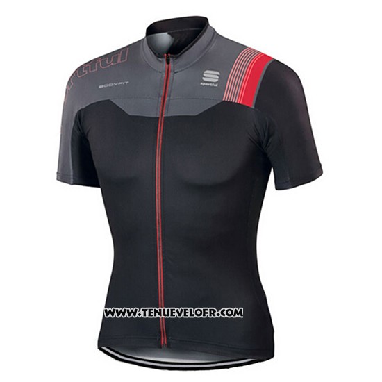 2017 Maillot Ciclismo Sportful Noir et Rouge Manches Courtes et Cuissard