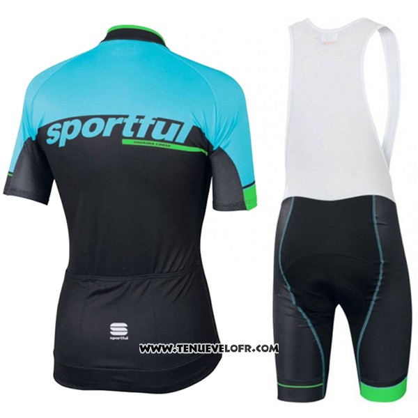 2017 Maillot Ciclismo Sportful SC Bleu Clair et Noir Manches Courtes et Cuissard