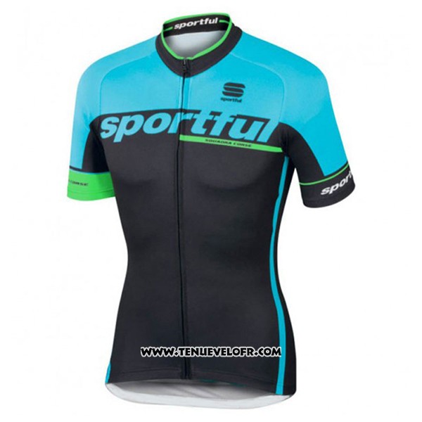 2017 Maillot Ciclismo Sportful SC Bleu Clair et Noir Manches Courtes et Cuissard