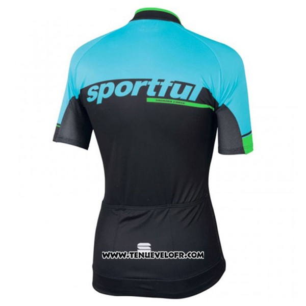 2017 Maillot Ciclismo Sportful SC Bleu Clair et Noir Manches Courtes et Cuissard