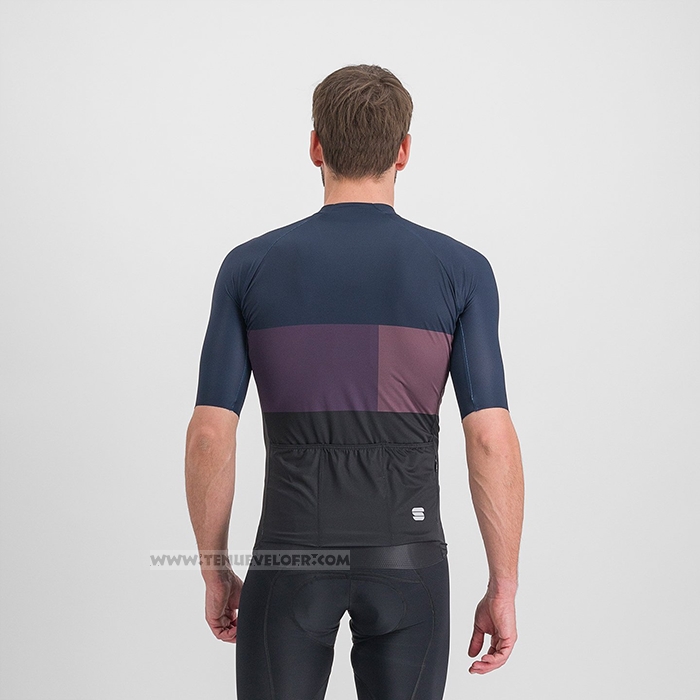 2023 Maillot Cyclisme Sportful Bleu Violet Manches Courtes et Cuissard