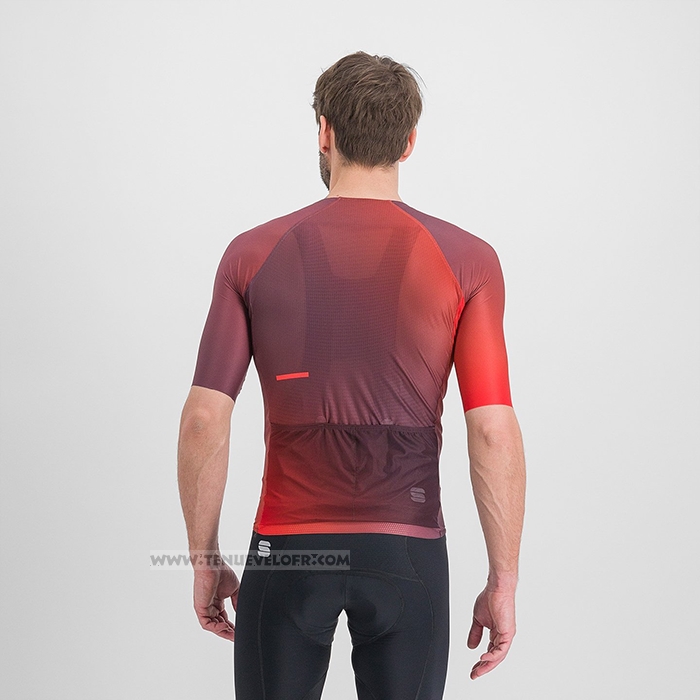 2023 Maillot Cyclisme Sportful Orange Rouge Manches Courtes et Cuissard