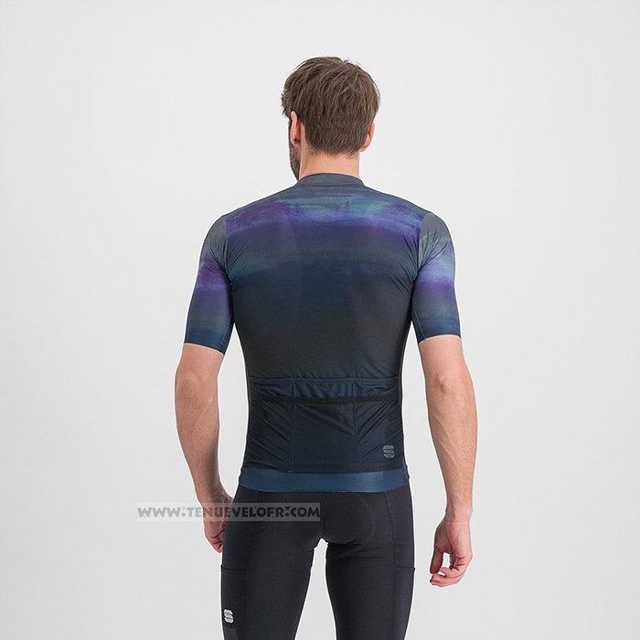 2023 Maillot Cyclisme Sportful Violet Noir Manches Courtes et Cuissard