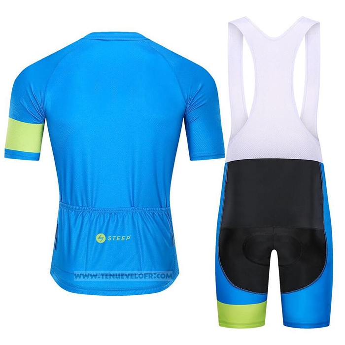 2021 Maillot Cyclisme Steep Bleu Vert Manches Courtes et Cuissard