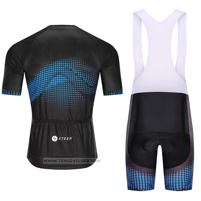 2021 Maillot Cyclisme Steep Noir Bleu Manches Courtes et Cuissard