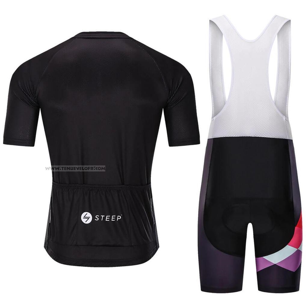 2021 Maillot Cyclisme Steep Noir Fuchsia Manches Courtes et Cuissard