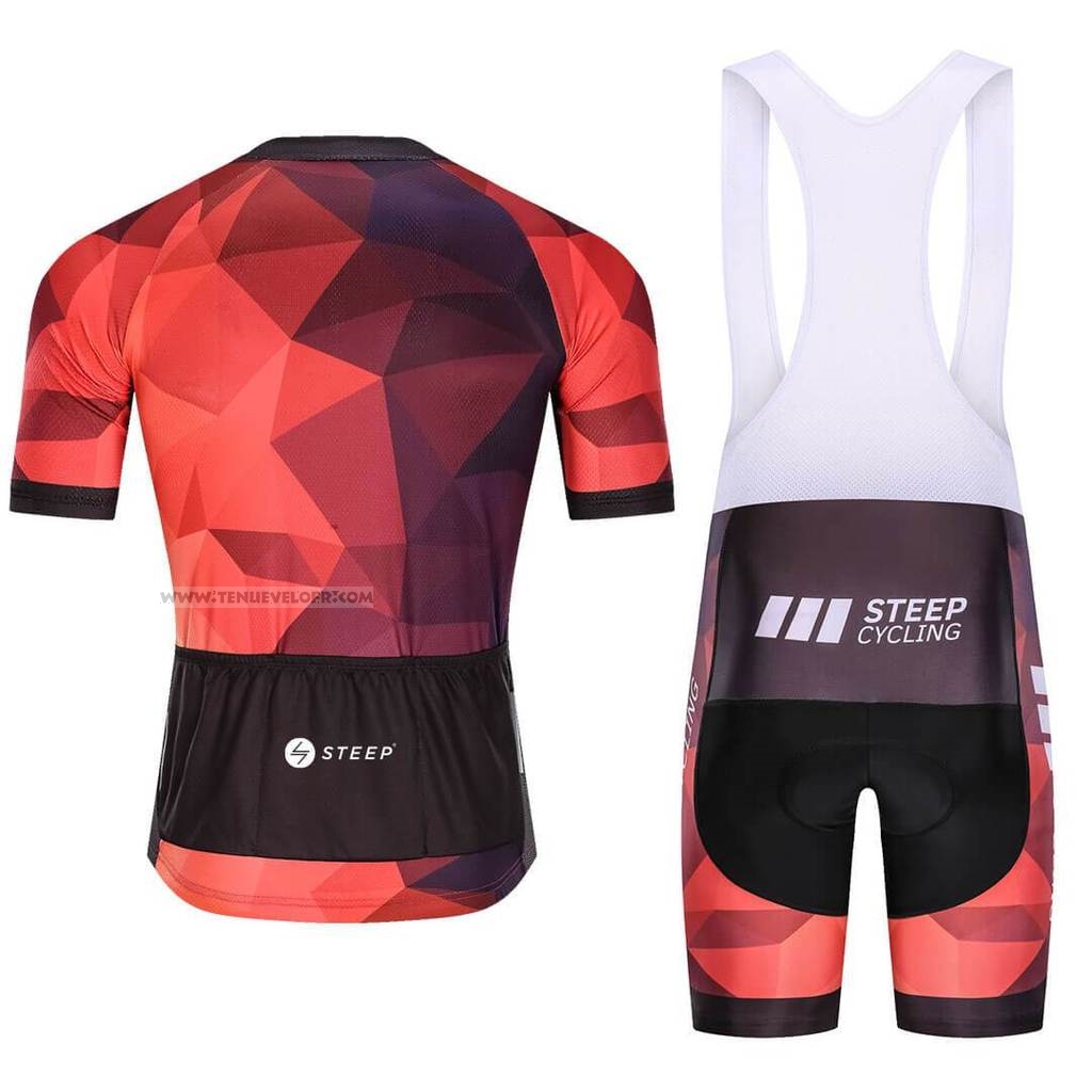 2021 Maillot Cyclisme Steep Orange Violet Manches Courtes et Cuissard