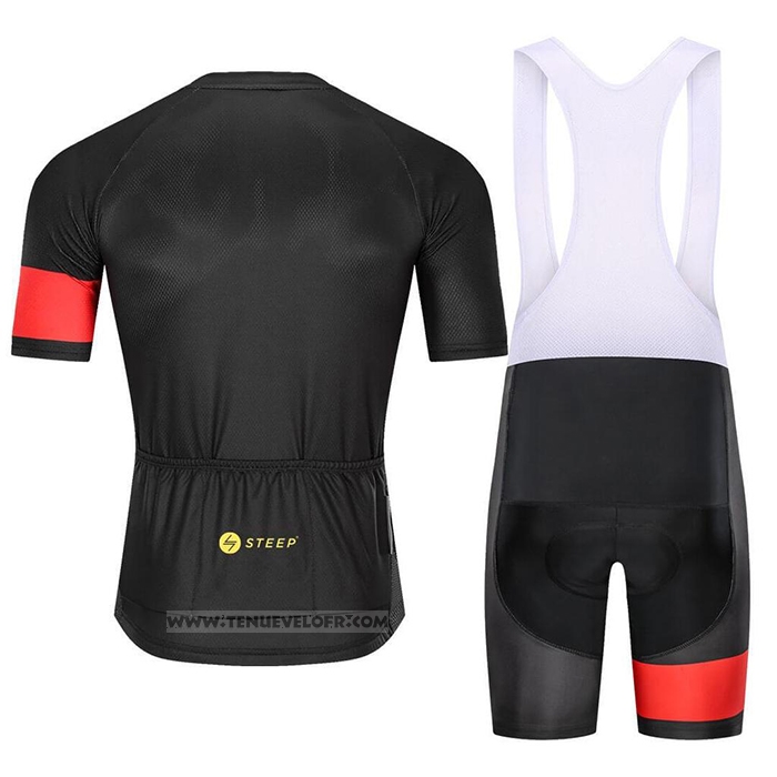 2021 Maillot Cyclisme Steep Rouge Jaune Manches Courtes et Cuissard