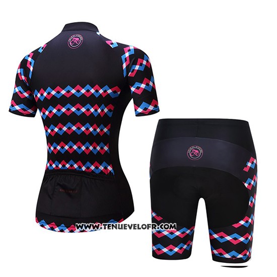 2019 Maillot Ciclismo Femme Teleyi Violet Noir Manches Courtes et Cuissard