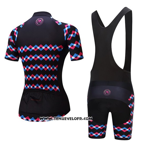 2019 Maillot Ciclismo Femme Teleyi Violet Noir Manches Courtes et Cuissard