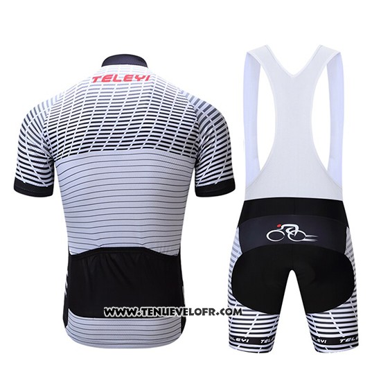 2019 Maillot Ciclismo Teleyi Bike Blanc Noir Manches Courtes et Cuissard