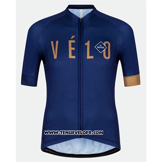 2018 Maillot Ciclismo Velo Bleu Orange Manches Courtes et Cuissard