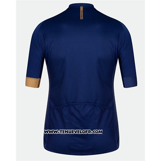 2018 Maillot Ciclismo Velo Bleu Orange Manches Courtes et Cuissard