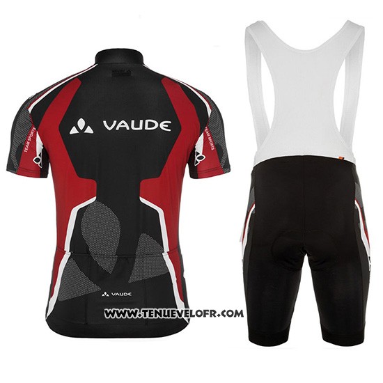 2018 Maillot Ciclismo Vaude Noir et Rouge Manches Courtes et Cuissard