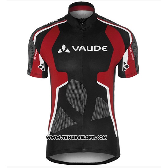 2018 Maillot Ciclismo Vaude Noir et Rouge Manches Courtes et Cuissard