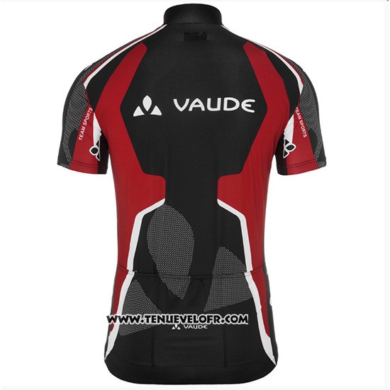 2018 Maillot Ciclismo Vaude Noir et Rouge Manches Courtes et Cuissard