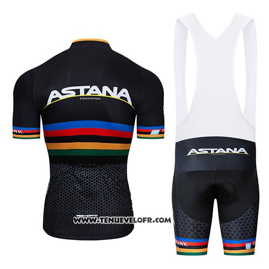 2019 Maillot Ciclismo UCI Mondo Champion Movistar Noir Blanc Manches Courtes et Cuissard