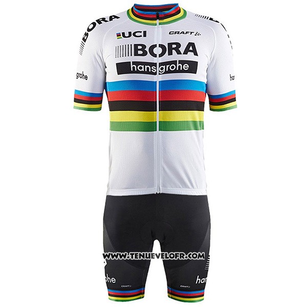 2017 Maillot Ciclismo UCI Mondo Champion Bora Blanc Manches Courtes et Cuissard