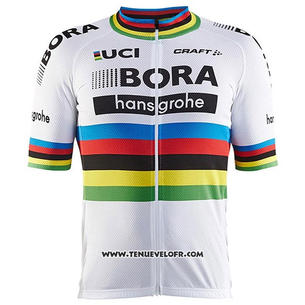 2017 Maillot Ciclismo UCI Mondo Champion Bora Blanc Manches Courtes et Cuissard