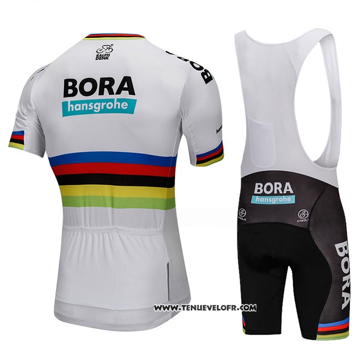2018 Maillot Ciclismo UCI Mondo Champion Bora Blanc Manches Courtes et Cuissard