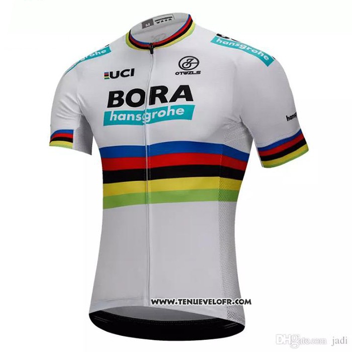 2018 Maillot Ciclismo UCI Mondo Champion Bora Blanc Manches Courtes et Cuissard