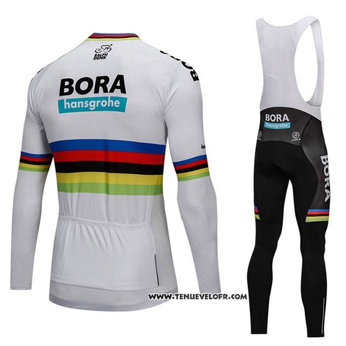 2018 Maillot Ciclismo UCI Mondo Champion Bora Blanc Manches Longues et Cuissard