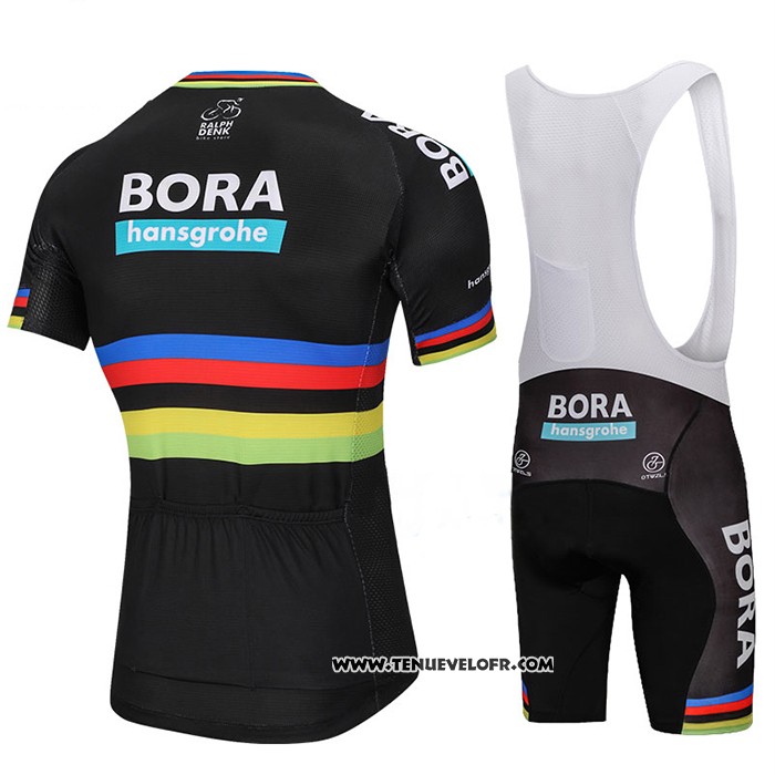 2018 Maillot Ciclismo UCI Mondo Champion Bora Noir Manches Courtes et Cuissard