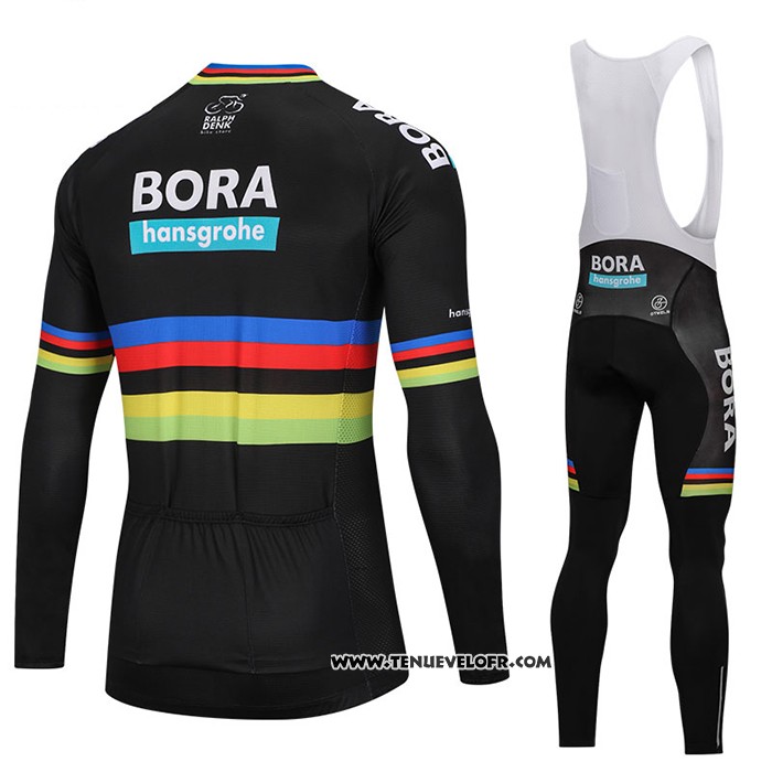 2018 Maillot Ciclismo UCI Mondo Champion Bora Noir Manches Longues et Cuissard