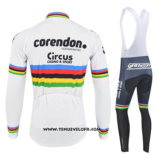2019 Maillot Ciclismo UCI Mondo Champion Corendon Circus Manches Longues et Cuissard
