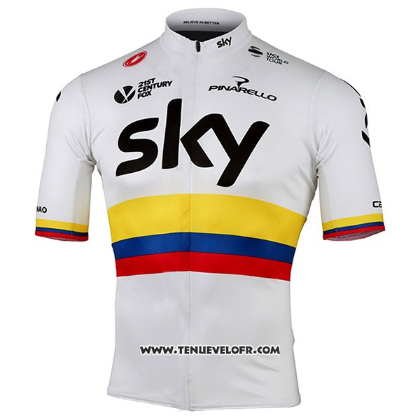 2017 Maillot Ciclismo Sky UCI Mondo Champion Manches Courtes et Cuissard