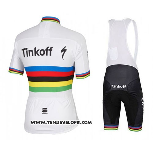 2016 Maillot Ciclismo UCI Mondo Champion Tinkoff Blanc Manches Courtes et Cuissard