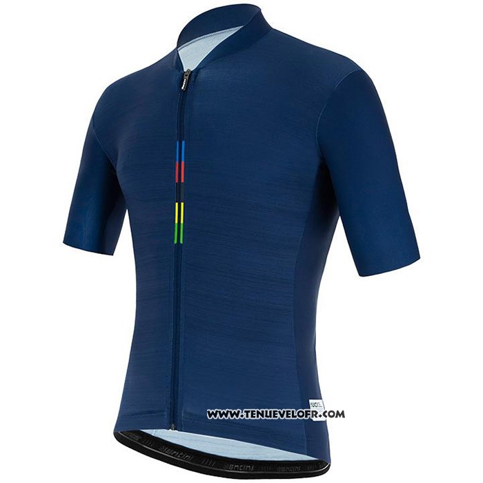 2020 Maillot Cyclisme UCI Profond Bleu Manches Courtes et Cuissard